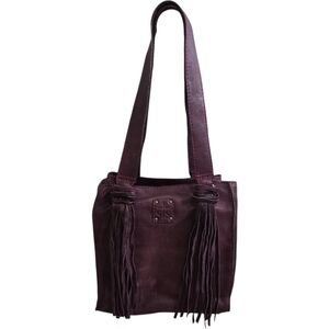 sTs Ranchwear Purple Fringe Shoulder Bag Multi Compartments Logo Leather Lined